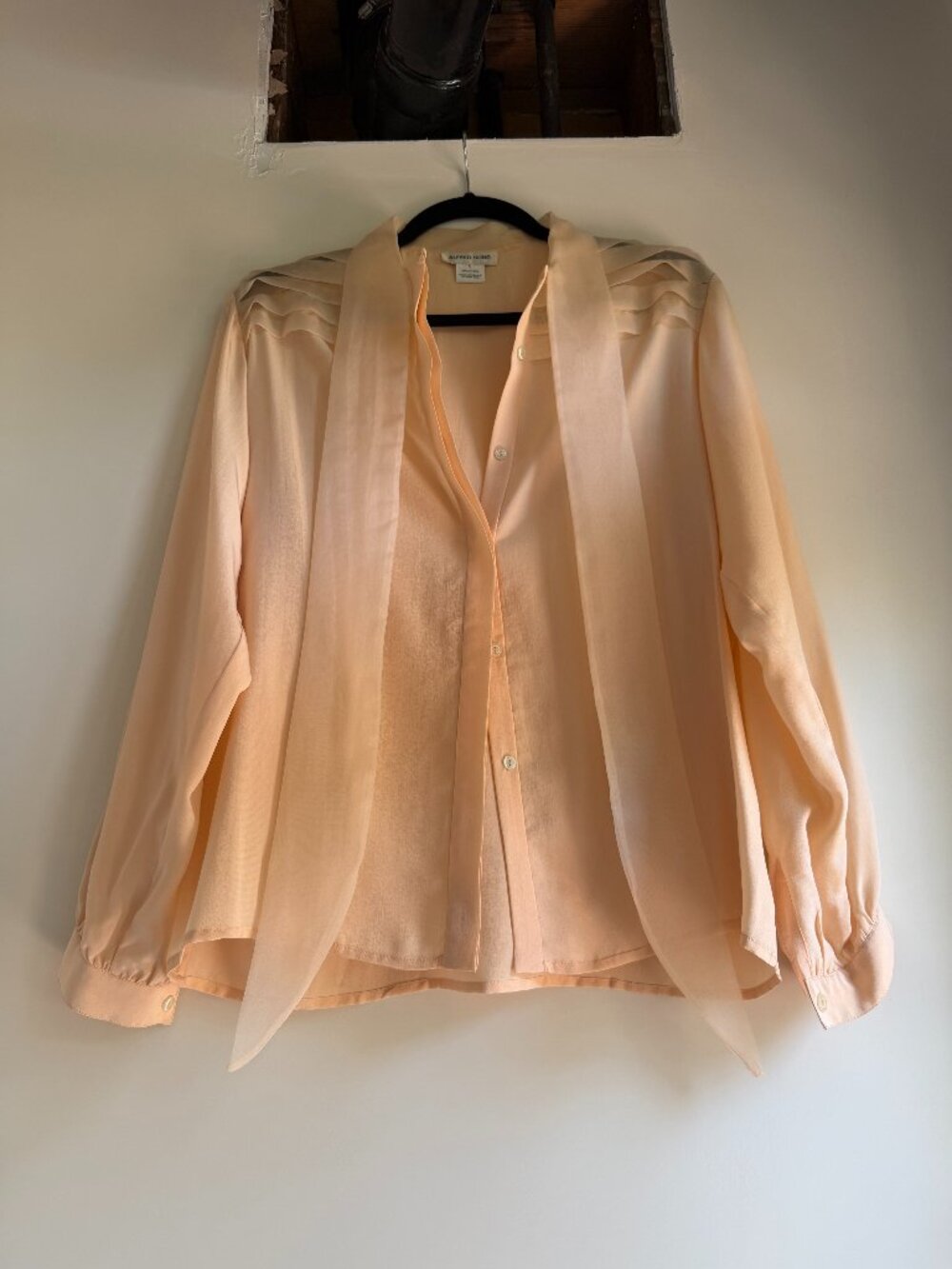 Vintage 1980s Alfred Sung Three-Piece Peach Wool Suit